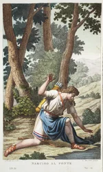 Narcissus into a Flower, Book III, Illustration from Ovid